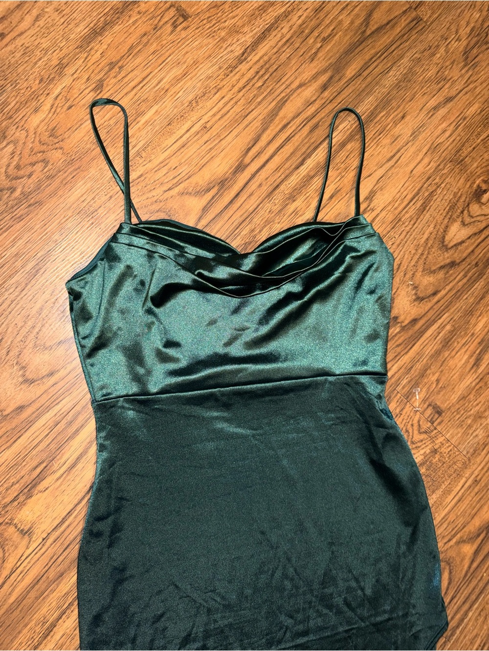 Satin Emerald Green Cowl Neck Camisole